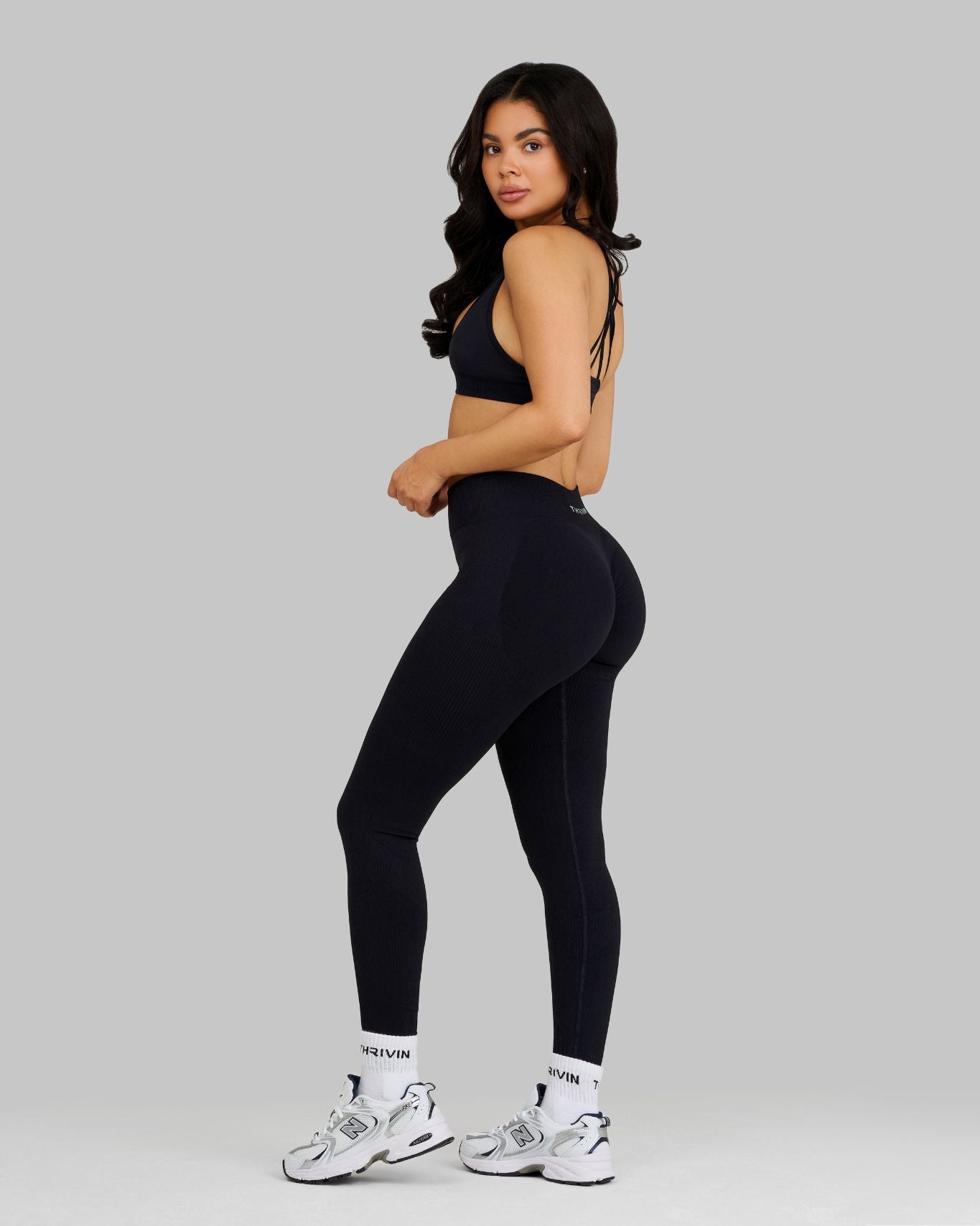 Elevate Ribbed Contour Leggings | Night Black