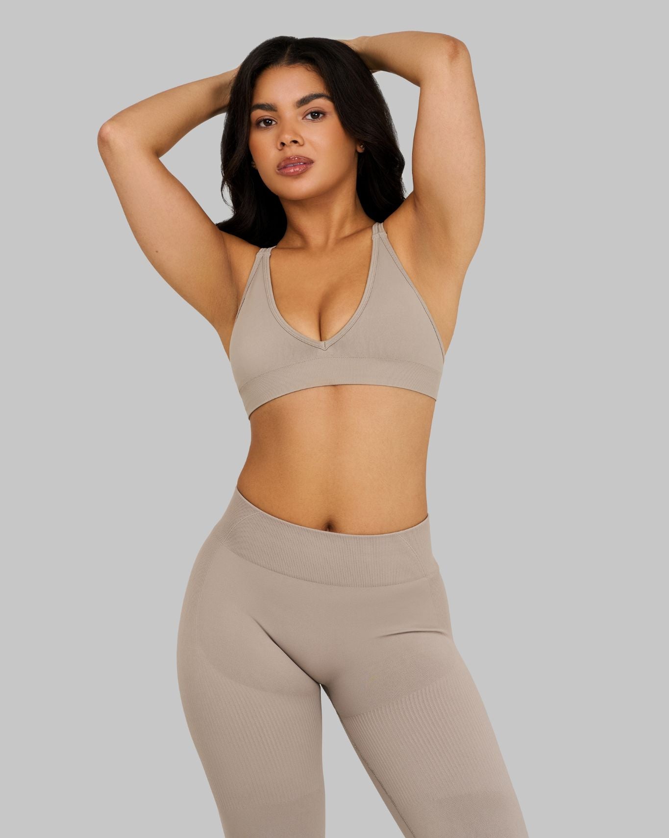 Elevate V-Neck Sculpt Seamless Bra | Latte
