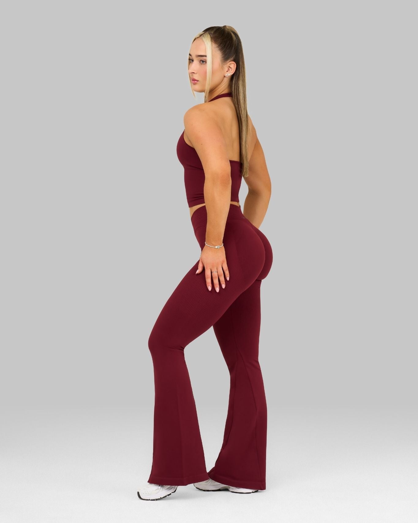 Elevate V-Waist Flared Leggings | Fine Wine