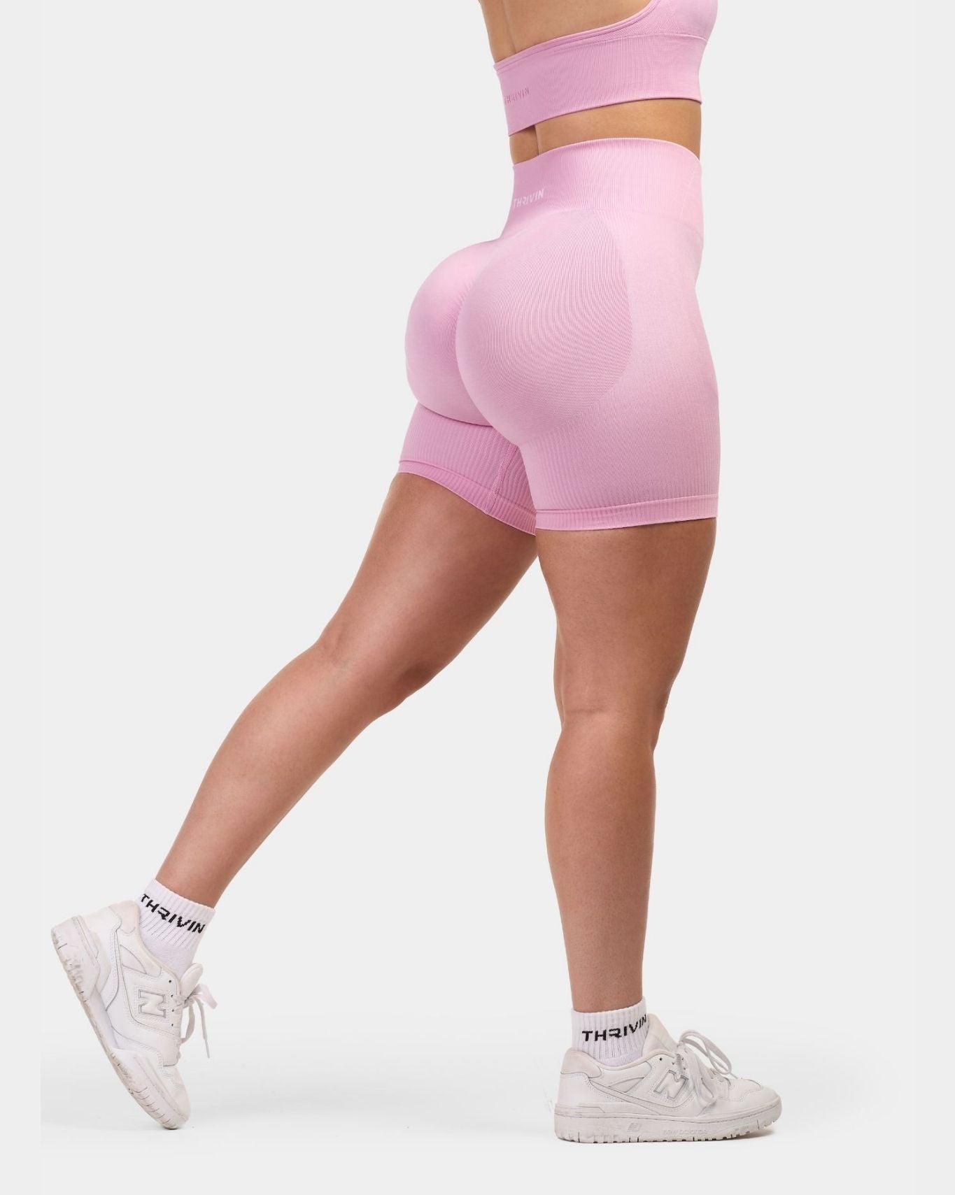 Seamless Sculpt Ribbed Contour Shorts | Pilates Pink