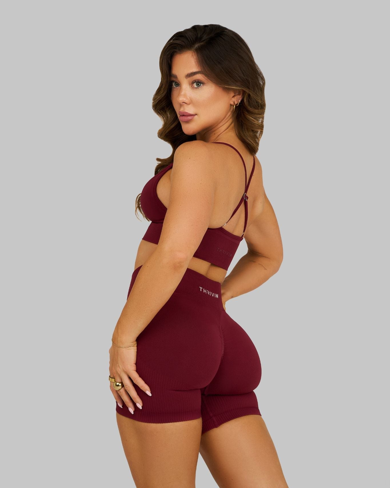 Elevate Ribbed Contour Shorts | Fine Wine