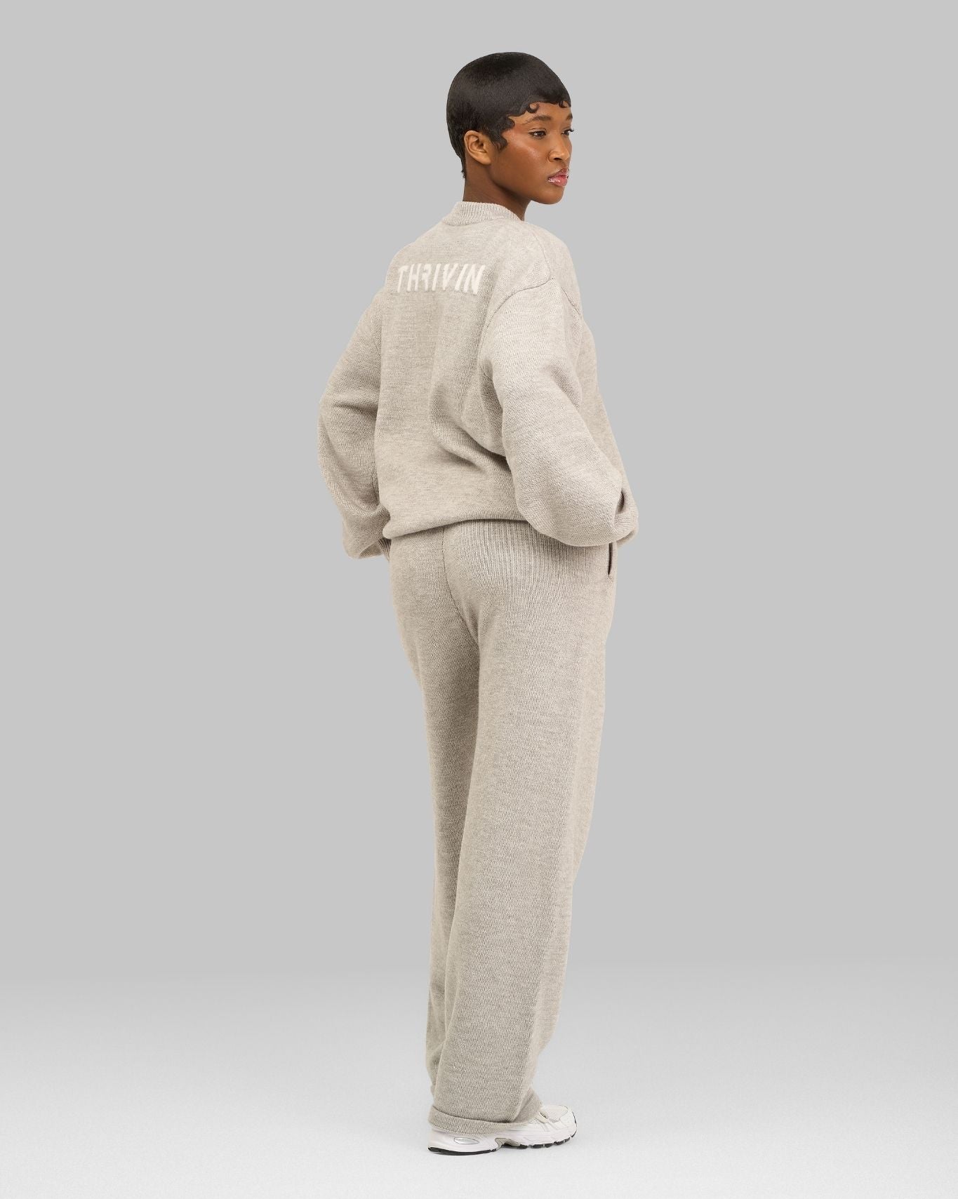Essential Knitted Sweater & Trouser 2-Piece Set | Stone