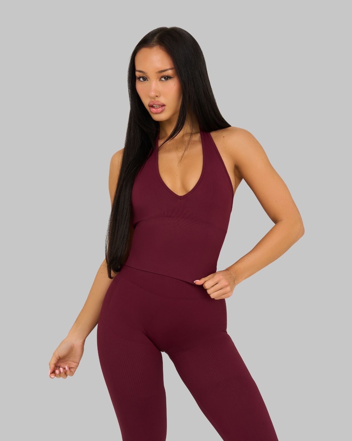 Elevate Sculpting Shapewear Top Halterneck | Cranberry
