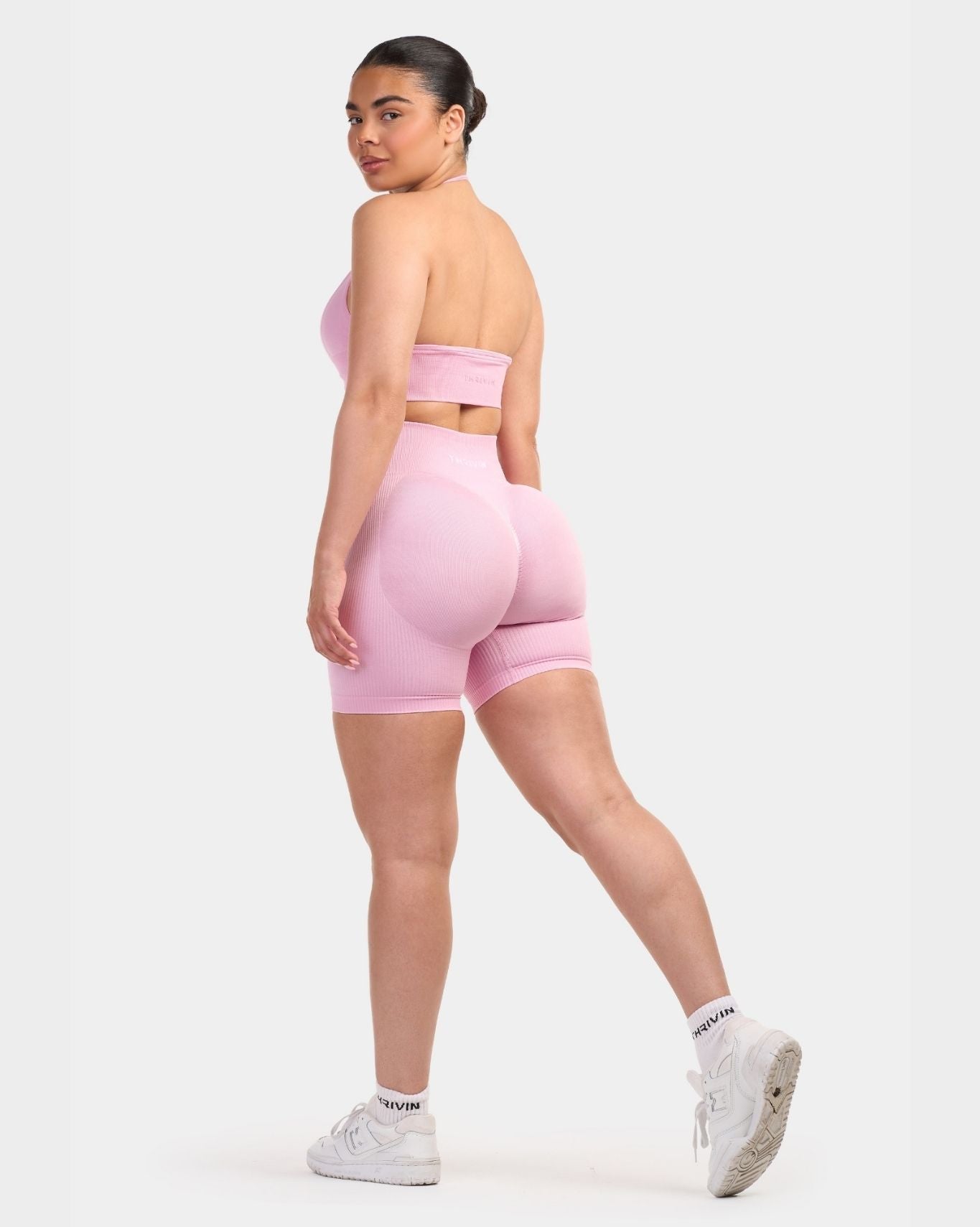 Seamless Sculpt Ribbed Contour Shorts | Pilates Pink