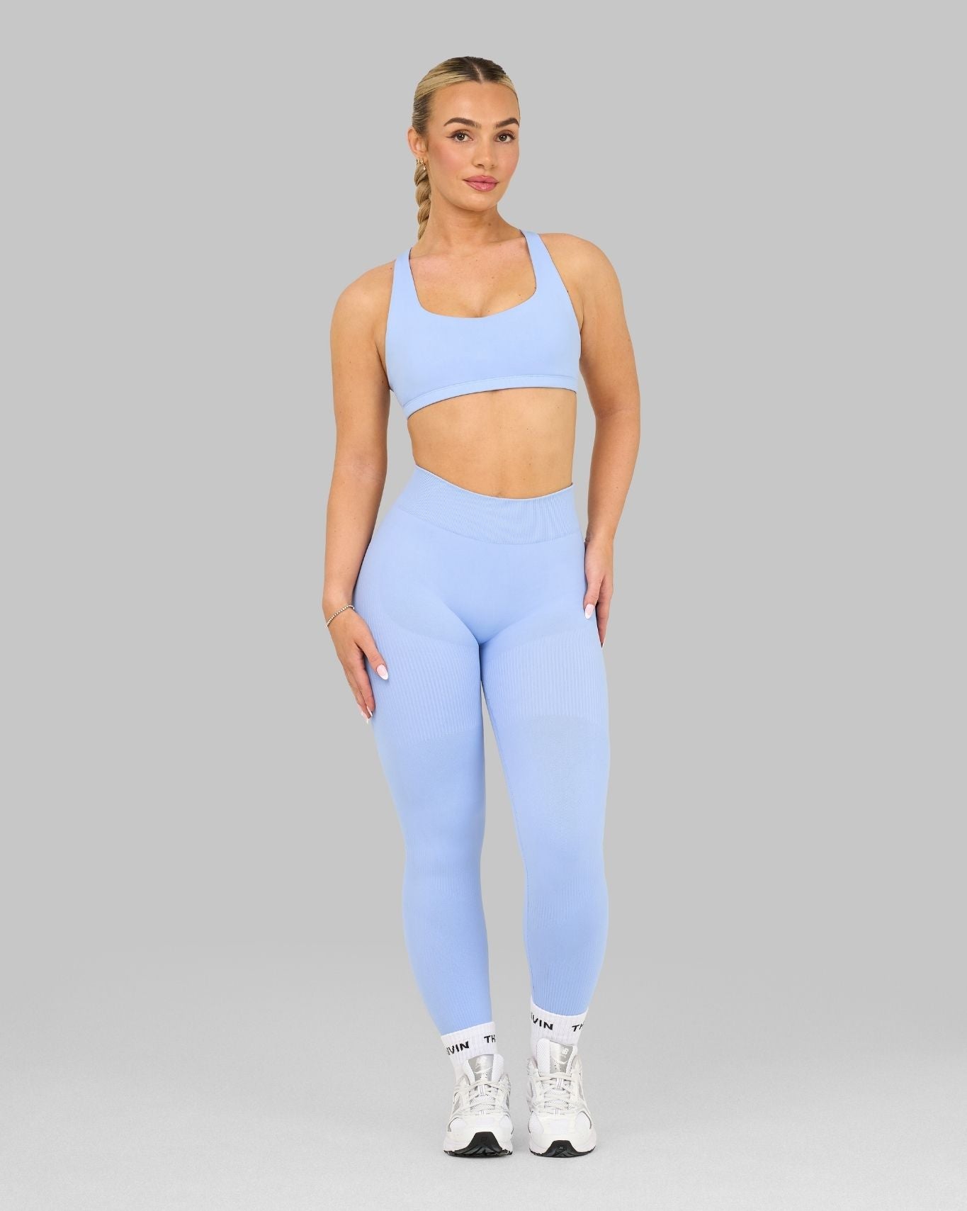 Elevate Ribbed High-Waisted Contour Leggings | Glacier