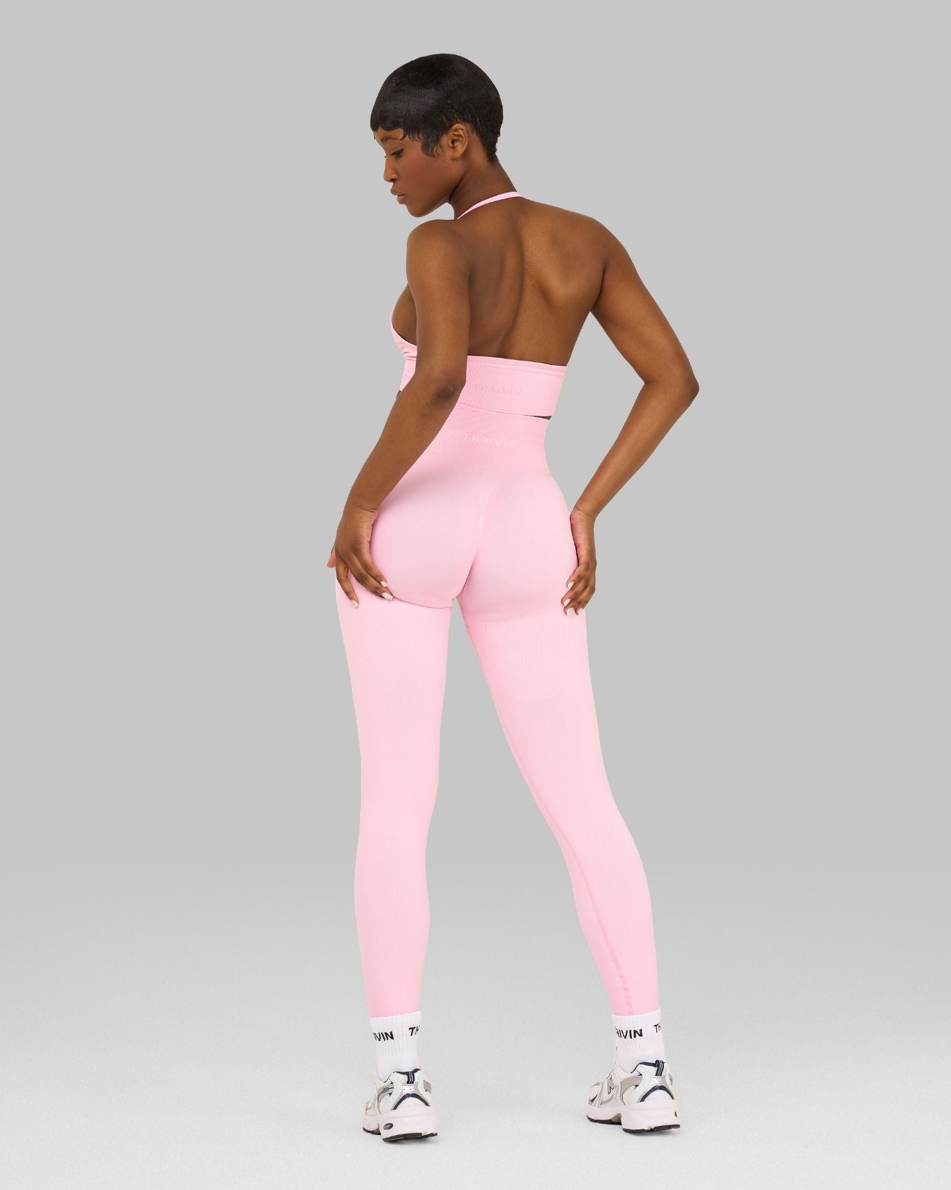 Elevate Ribbed High-Waisted Contour Leggings | Candy Pink