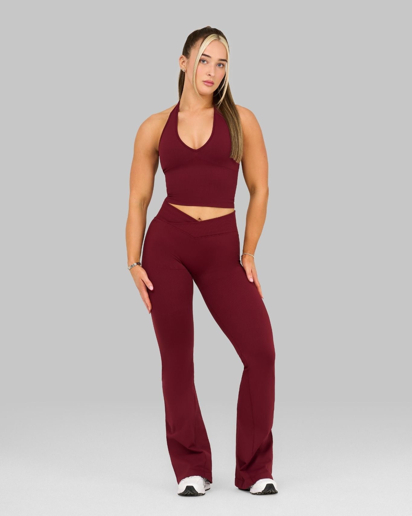 Elevate V-Waist Flared Leggings | Fine Wine