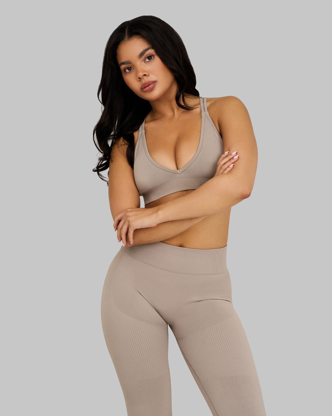 Elevate V-Neck Sculpt Seamless Bra | Latte