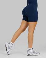 Elevate Ribbed Mid-Waisted Contour Shorts | Midnight Navy