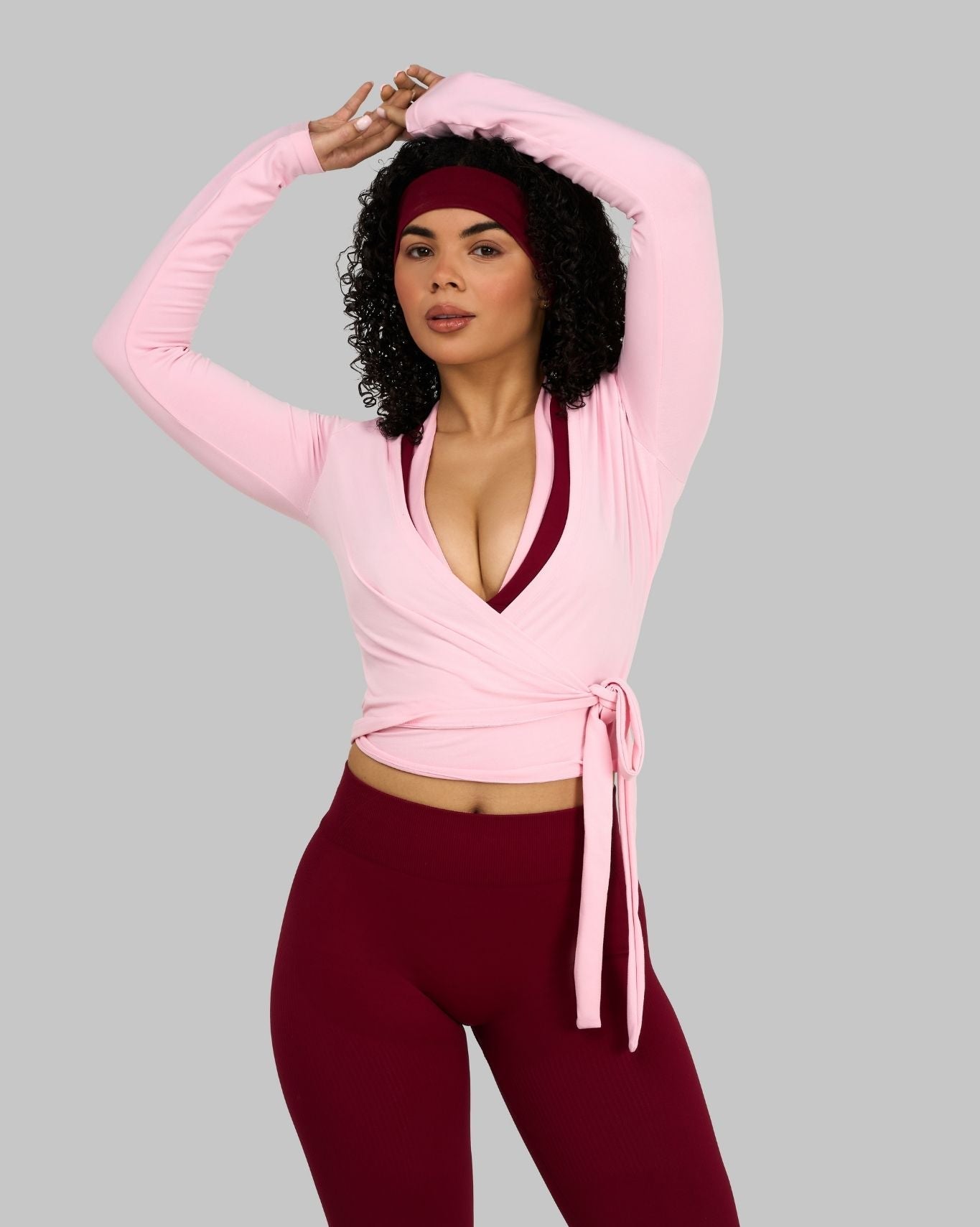 Multi-Way Long Sleeve Wrap Top | Cotton Pink