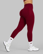 Elevate Ribbed Mid-Waisted Contour Leggings | Raspberry