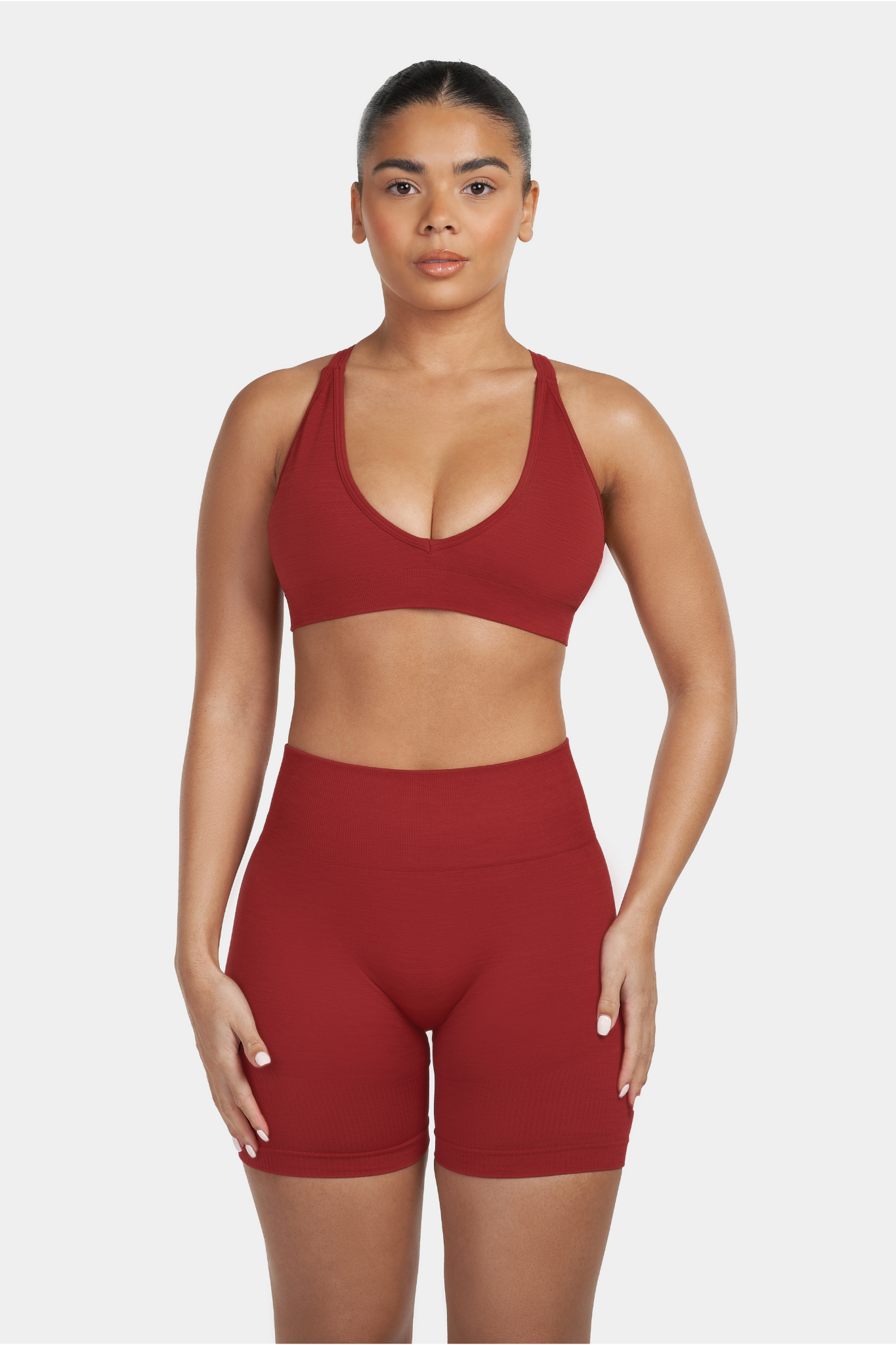 V-Neck Sculpt Seamless Bra| Cherry Spice