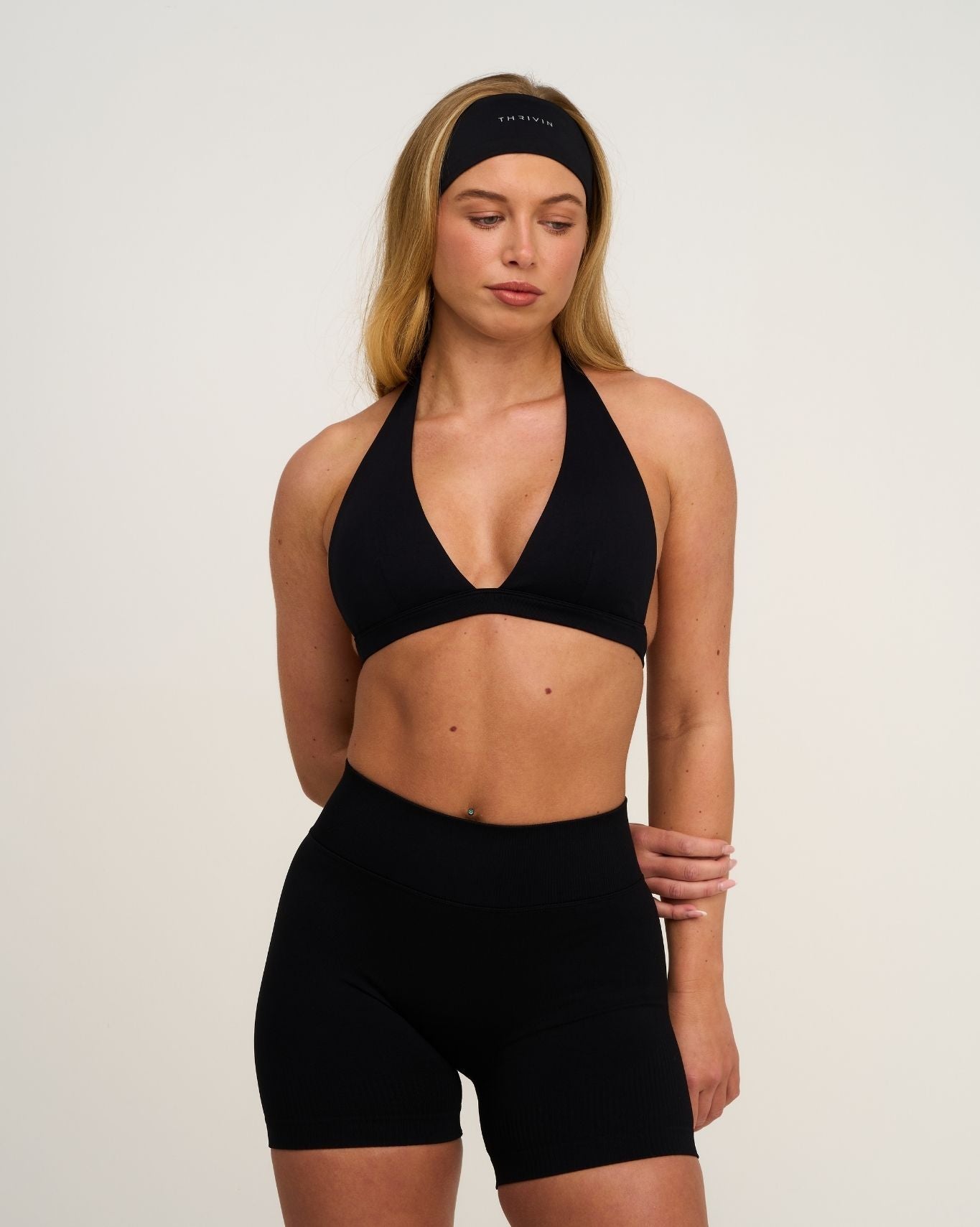 Elevate™ Sculpting Seamless V-Neck Halter Bra | Black