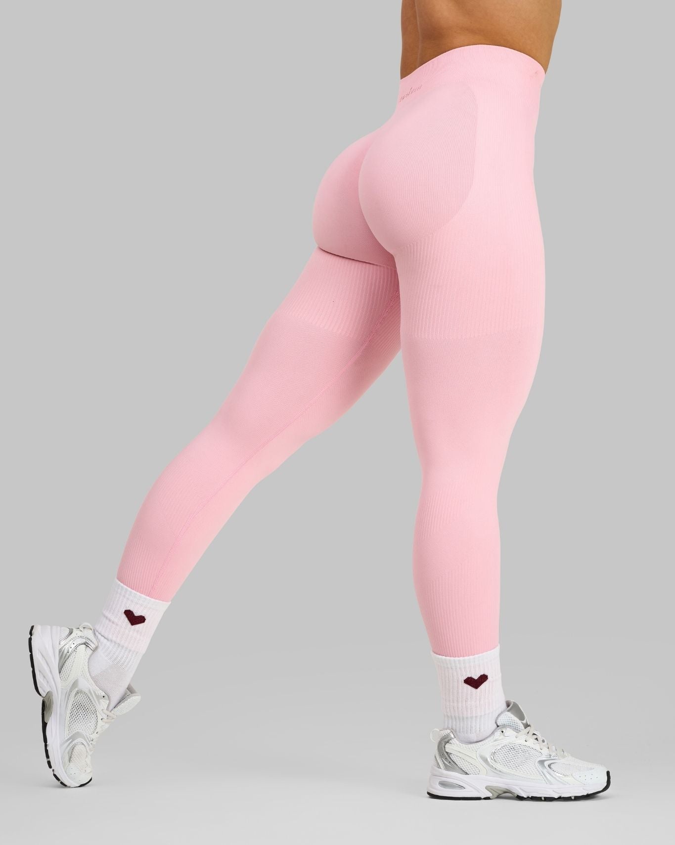 Elevate Ribbed Mid-Waisted Contour Leggings | Cotton Pink