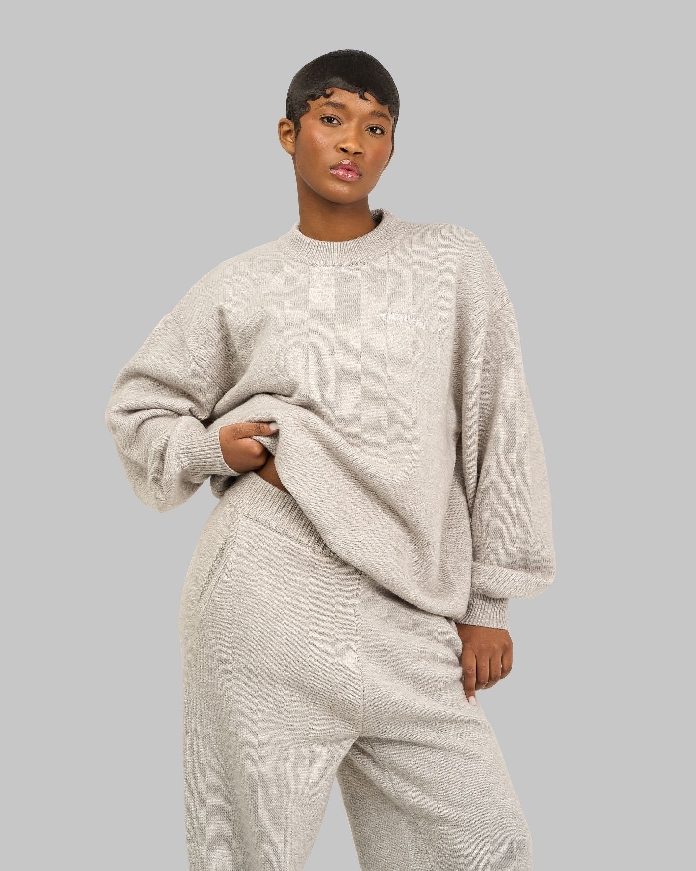 Essential Knitted Sweater & Trouser 2-Piece Set | Stone