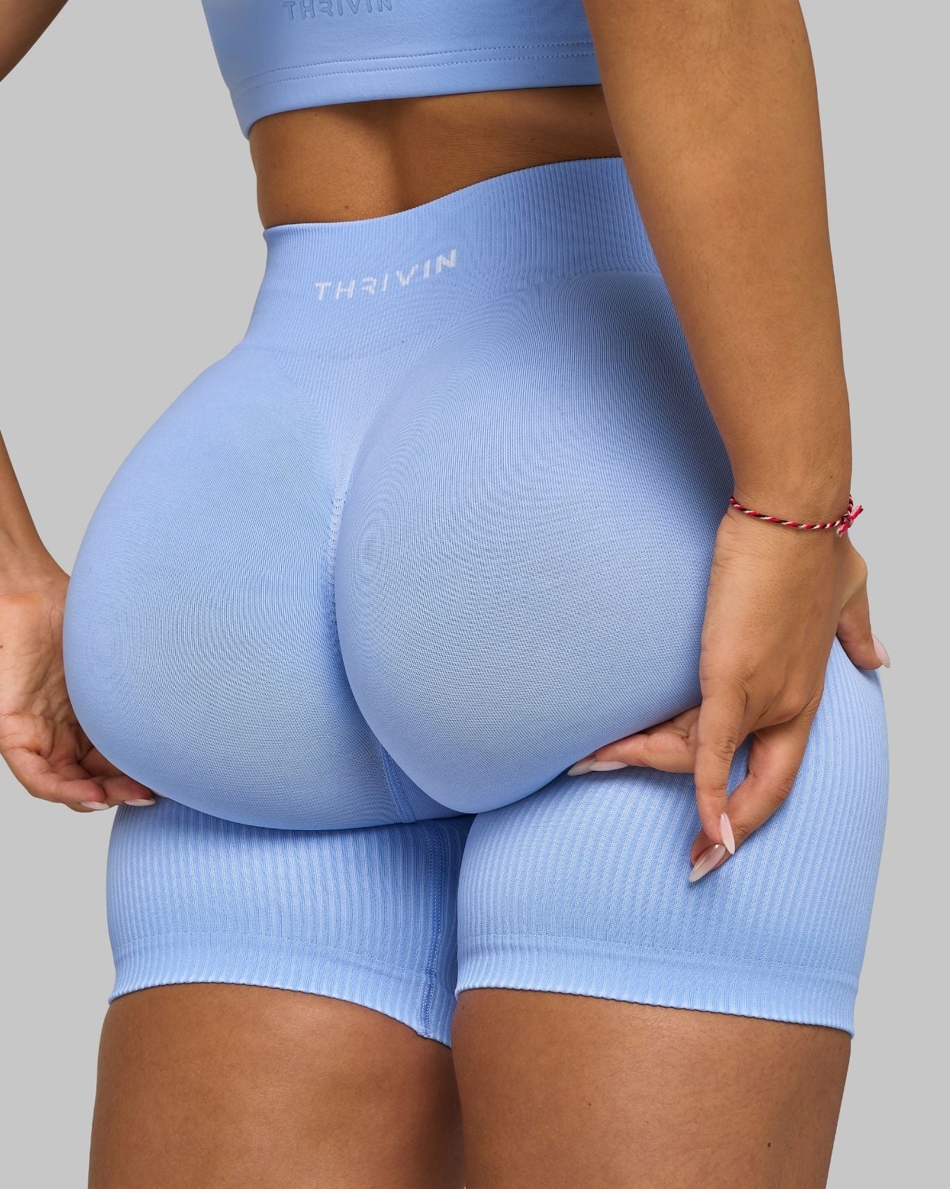 Elevate Ribbed Mid-Waisted Contour Shorts | Glacier