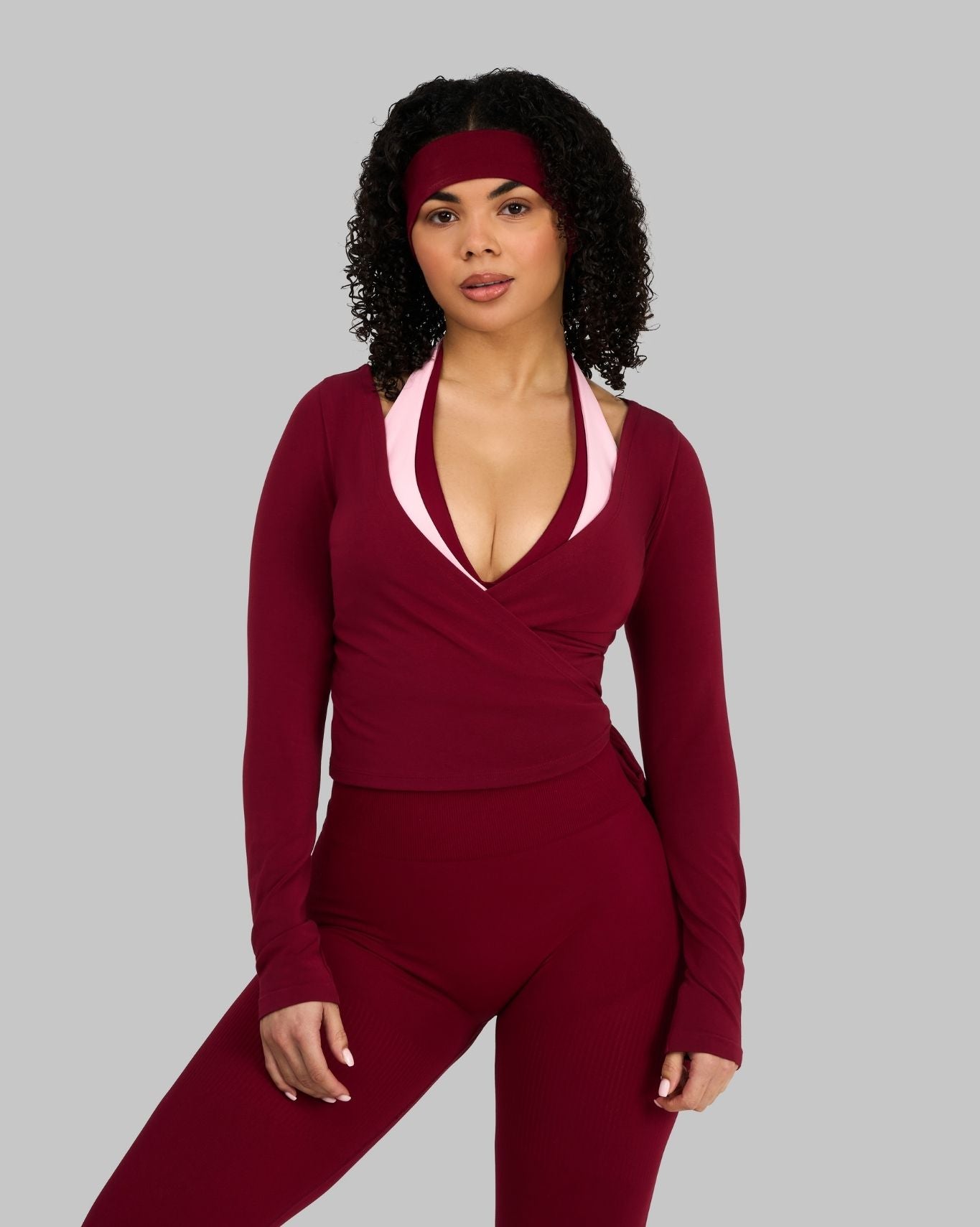 Multi-Way Long Sleeve Wrap Top | Raspberry