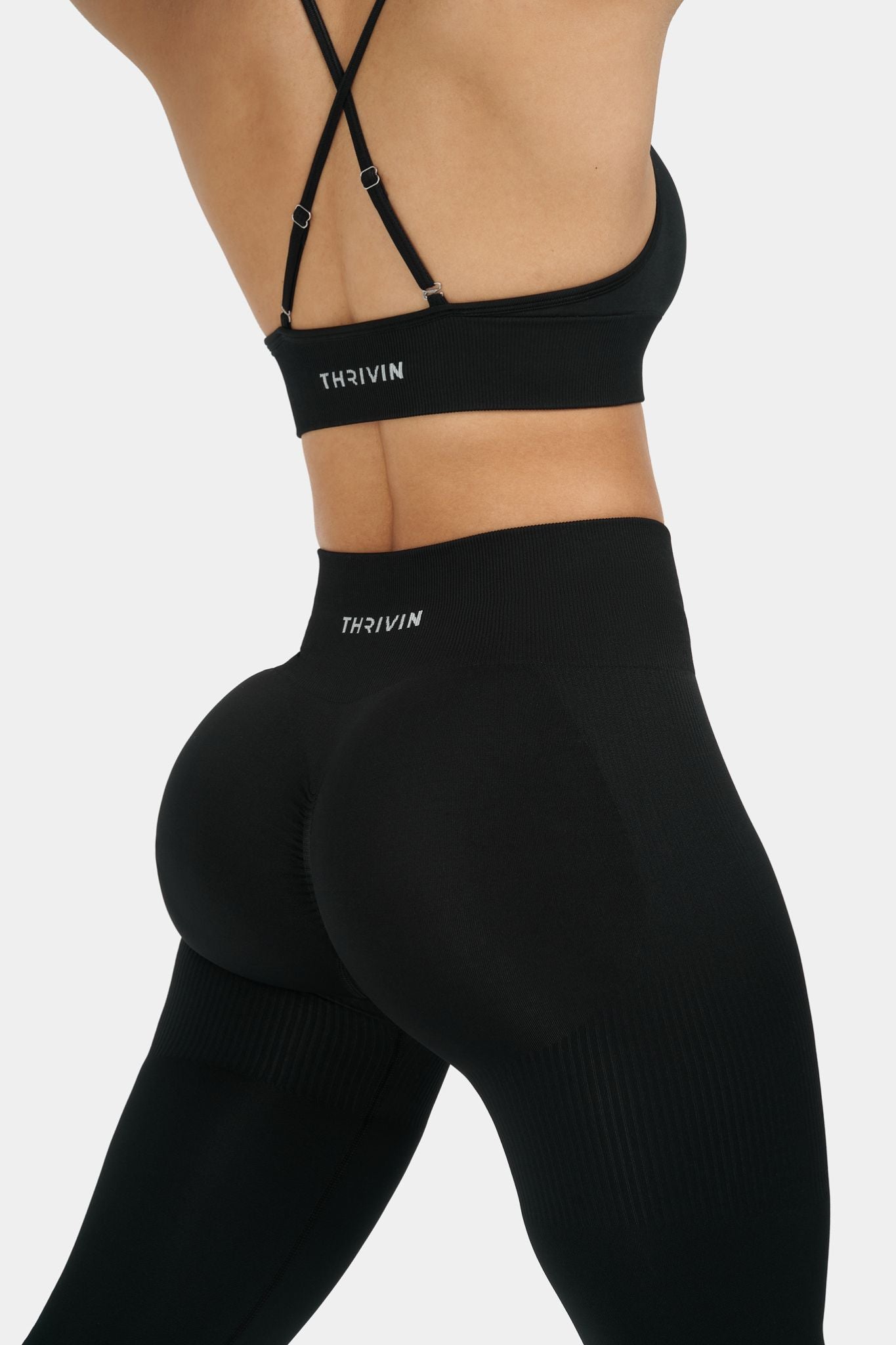 Arise - Seamless Sculpt Ribbed Contour Leggings - Pure Black