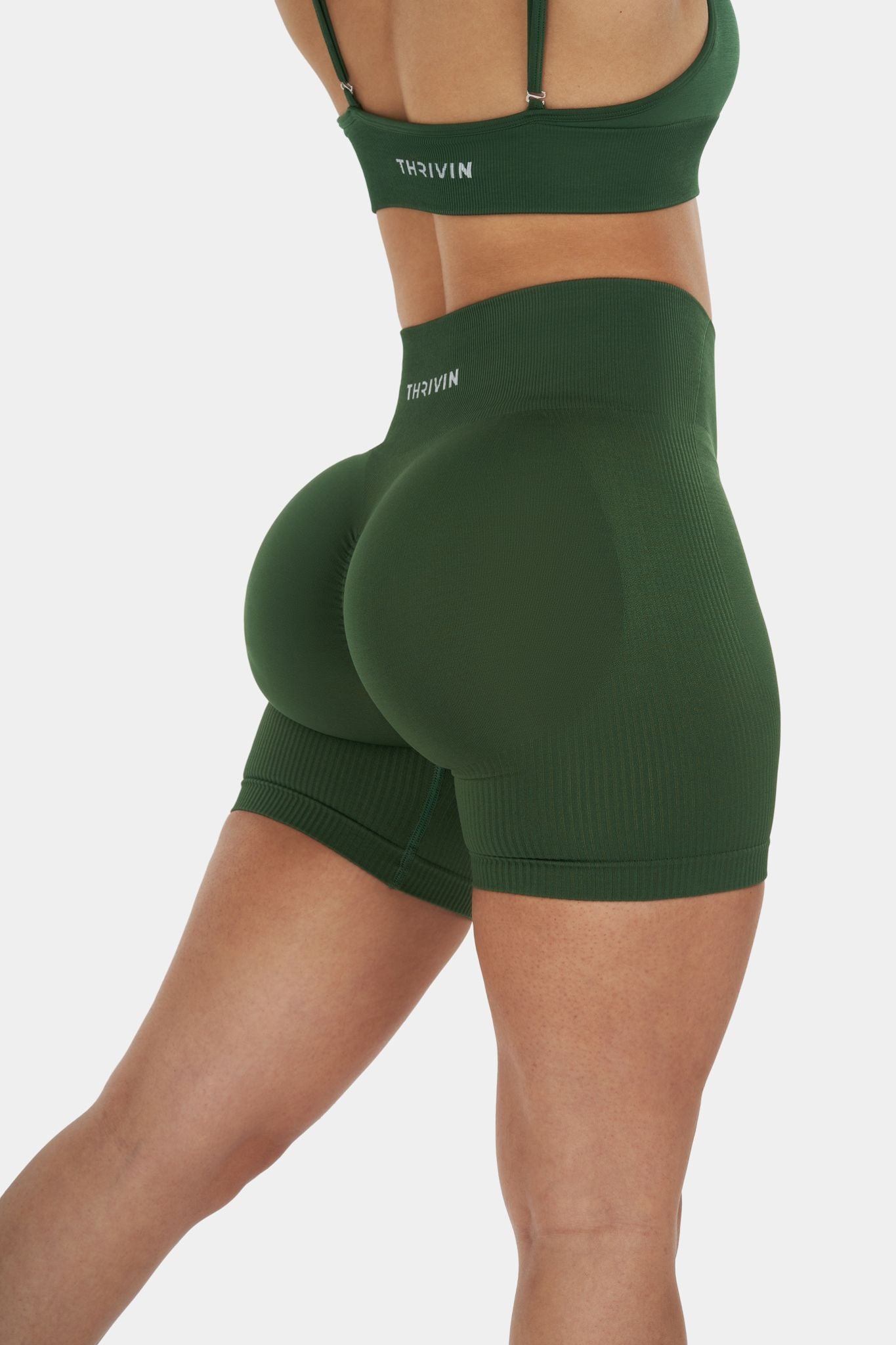 Arise - Seamless Sculpt Ribbed Contour Shorts - Green