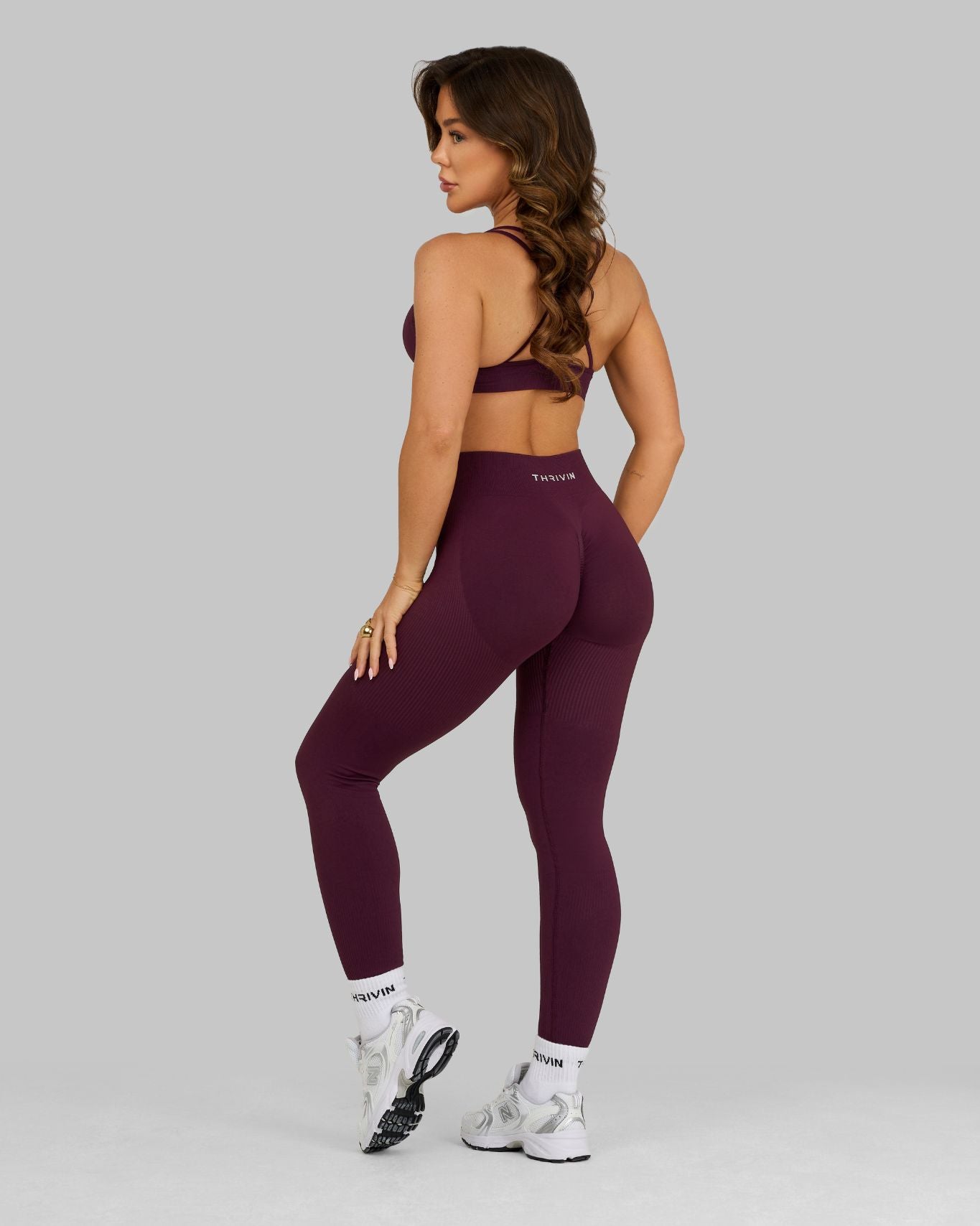 Elevate Ribbed Contour Leggings | Winter Plum