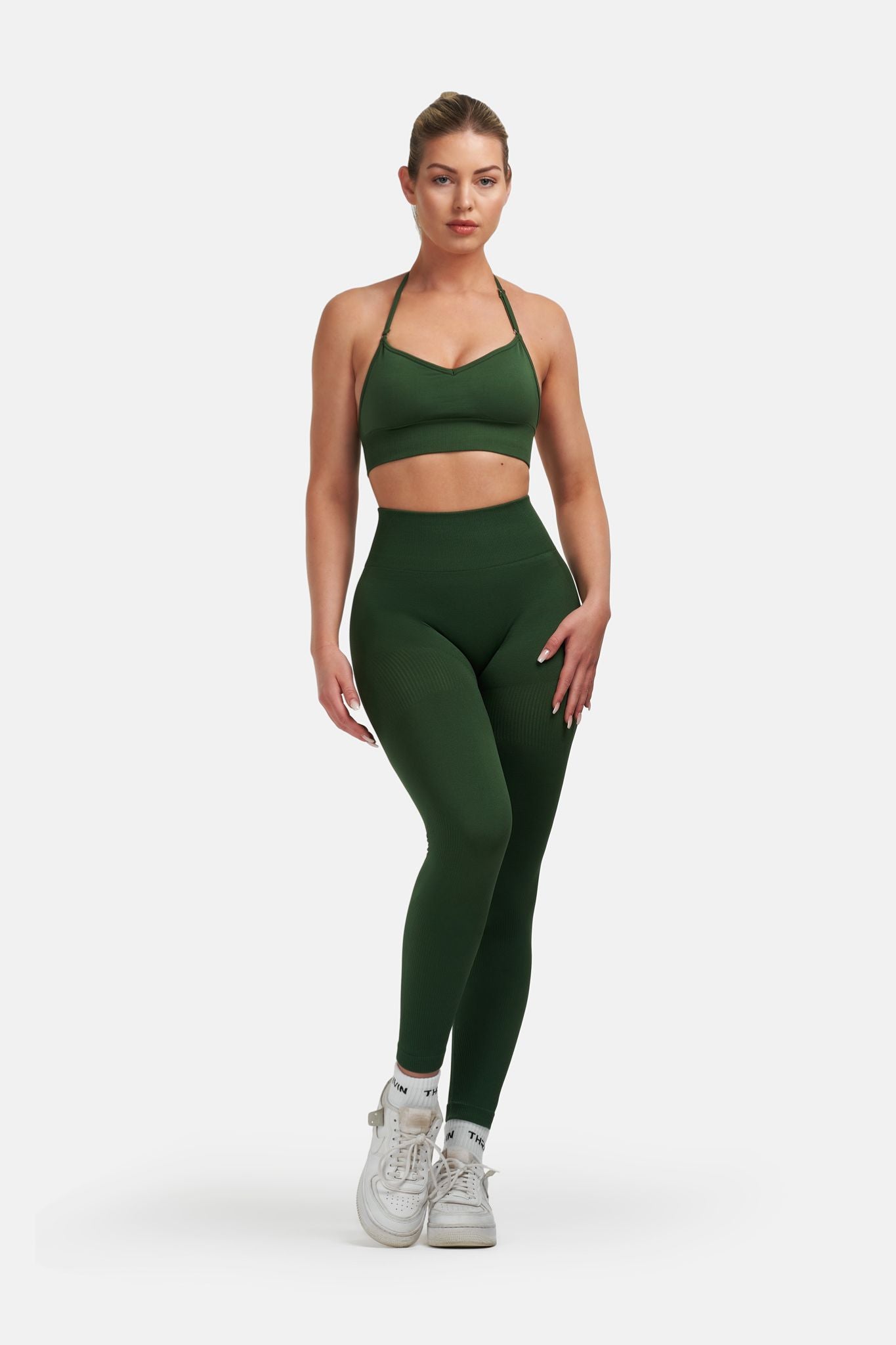 Arise - Seamless Sculpt Ribbed Contour Leggings - Palm Green