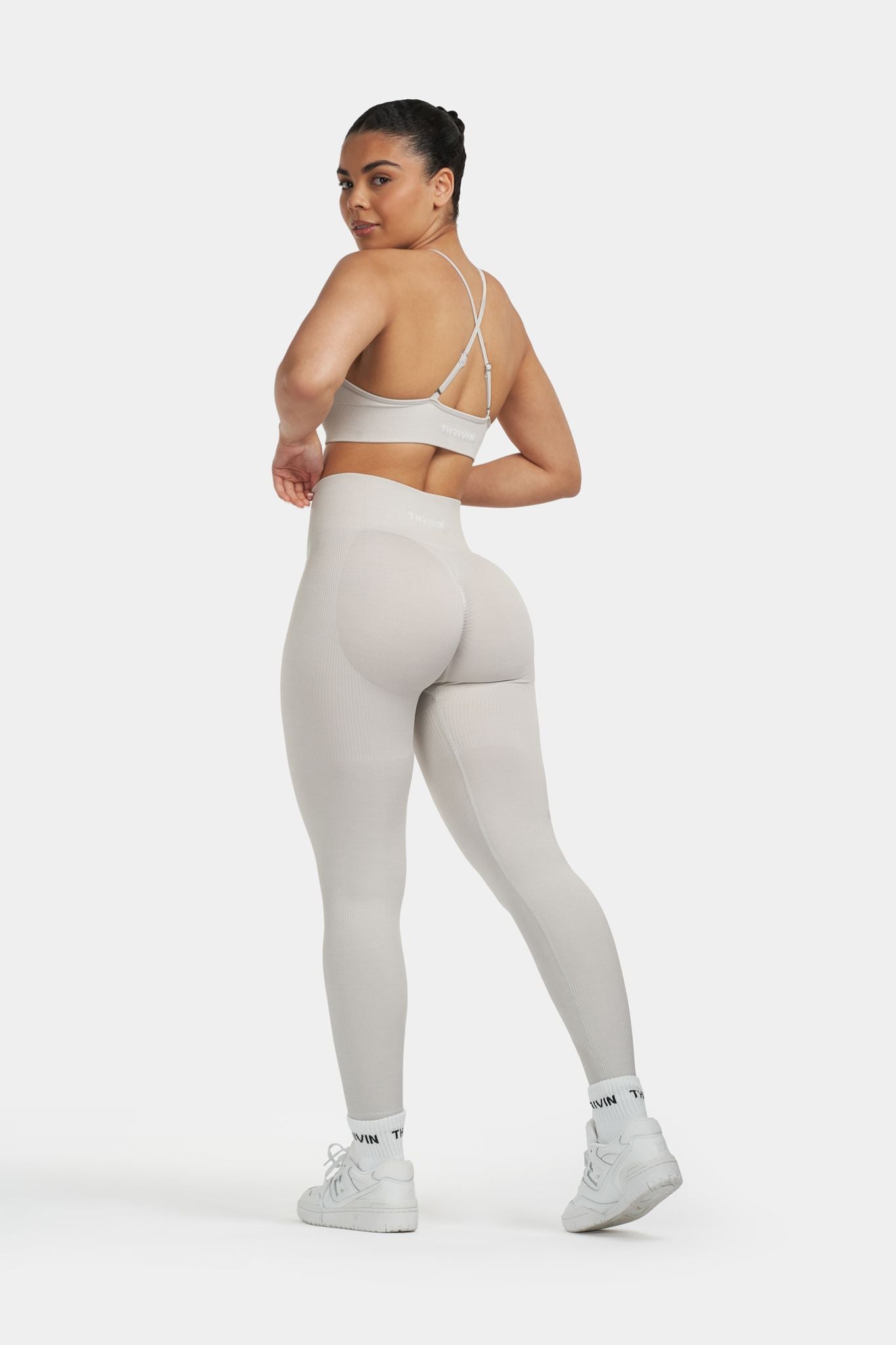 Arise - Seamless Sculpt Ribbed Contour Leggings - Stone Grey