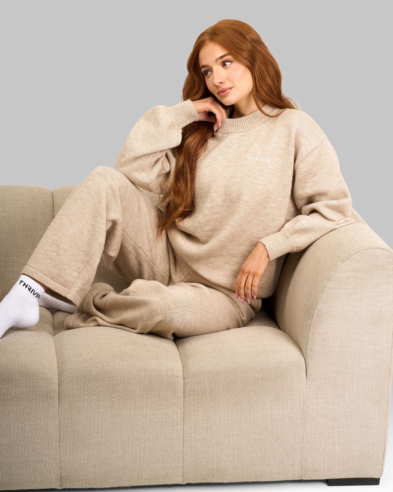Essential Knitted Sweater & Trouser 2-Piece Set | Oat