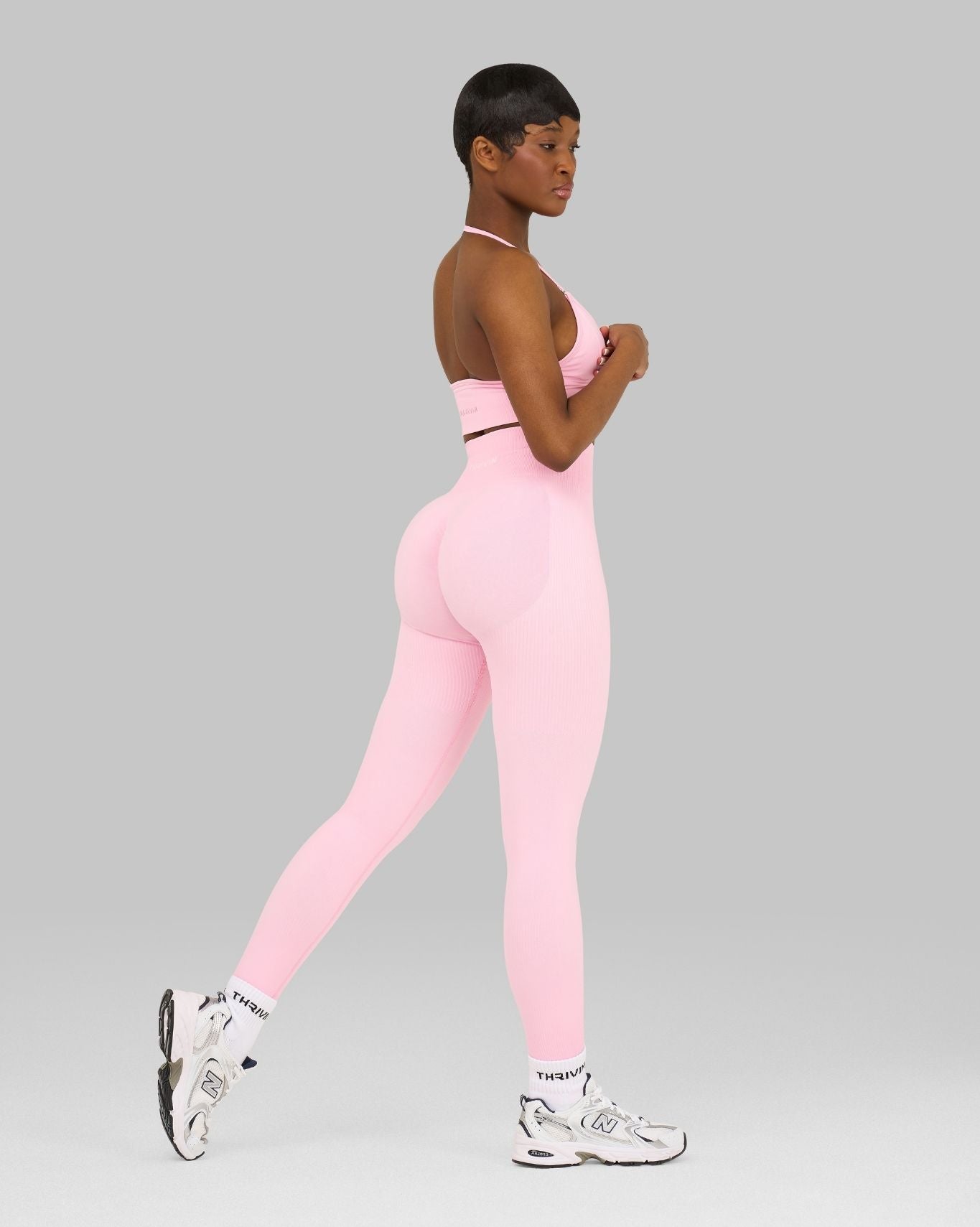 Elevate Ribbed High-Waisted Contour Leggings | Candy Pink