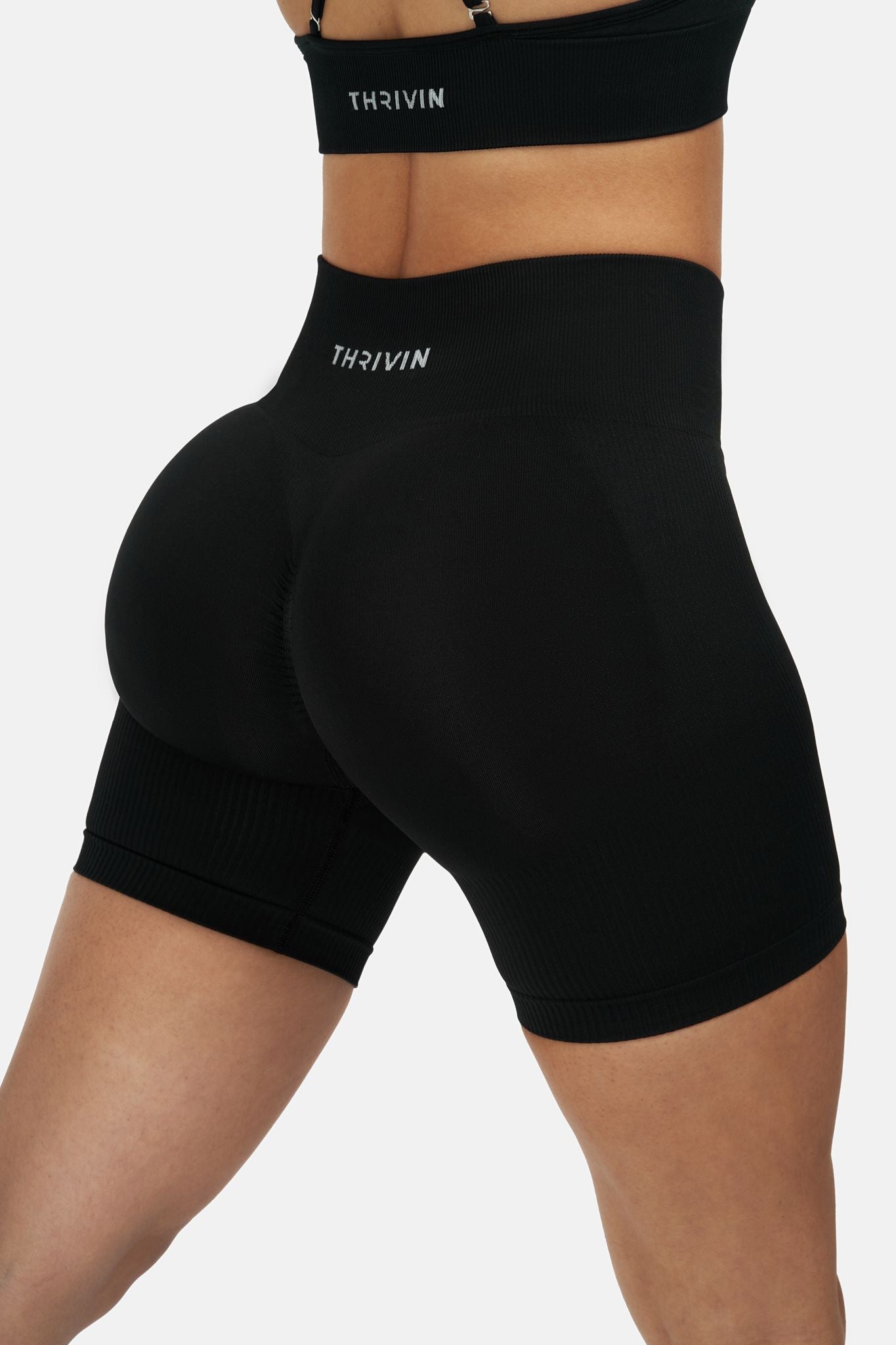 Arise - Seamless Sculpt Ribbed Contour Shorts - Black