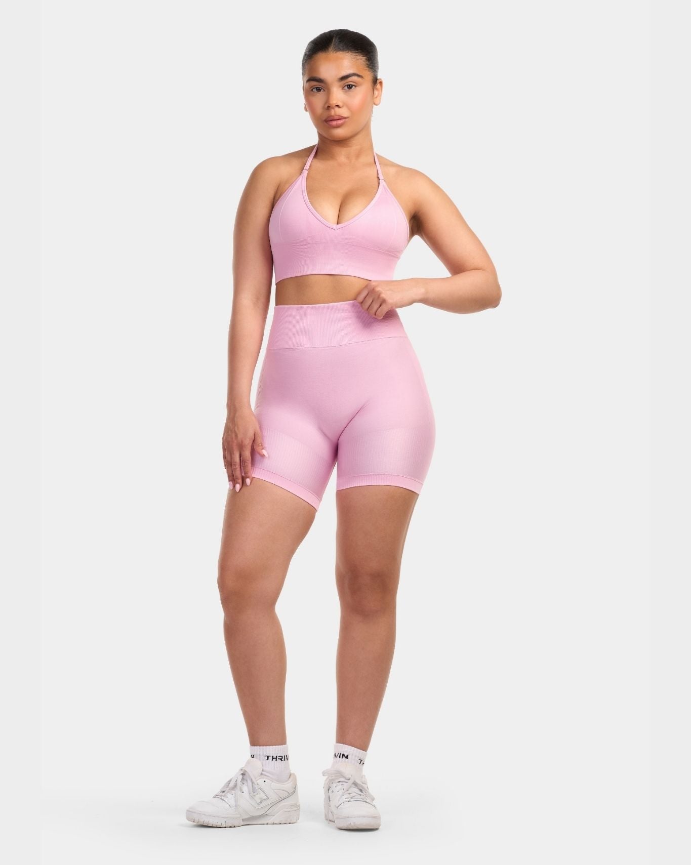 Seamless Sculpt Ribbed Contour Shorts | Pilates Pink