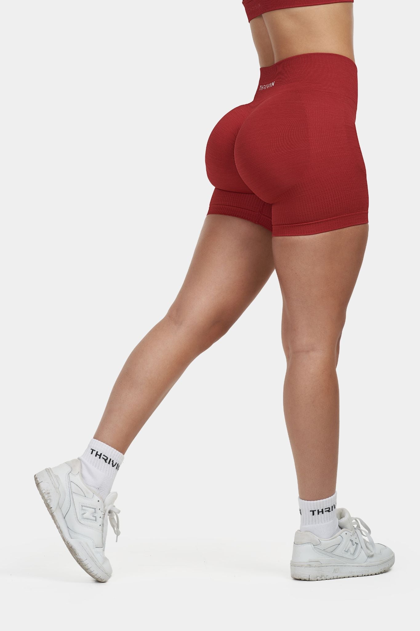 Arise - Seamless Sculpt Ribbed Contour Shorts - Cherry Spice