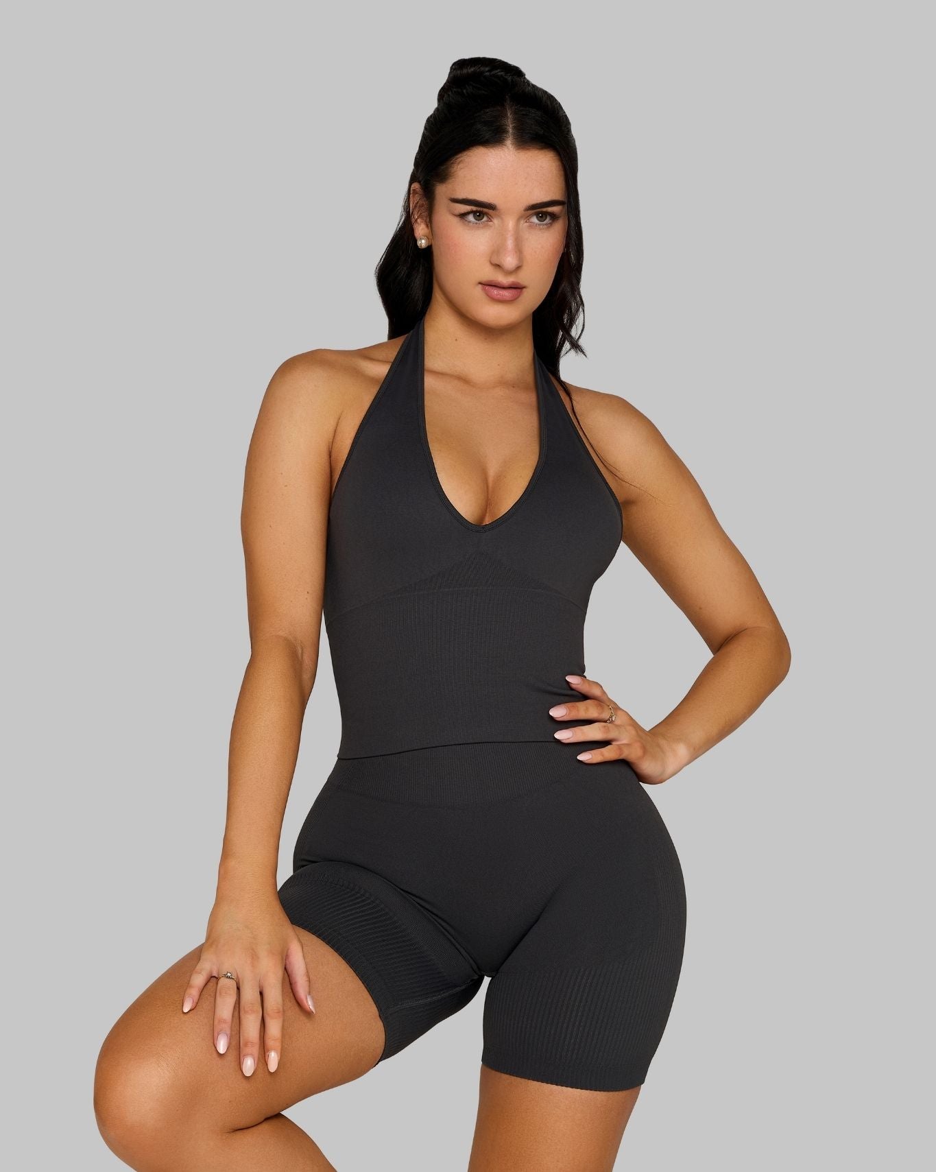 Elevate Sculpting Shapewear Top Halterneck | Charcoal Grey