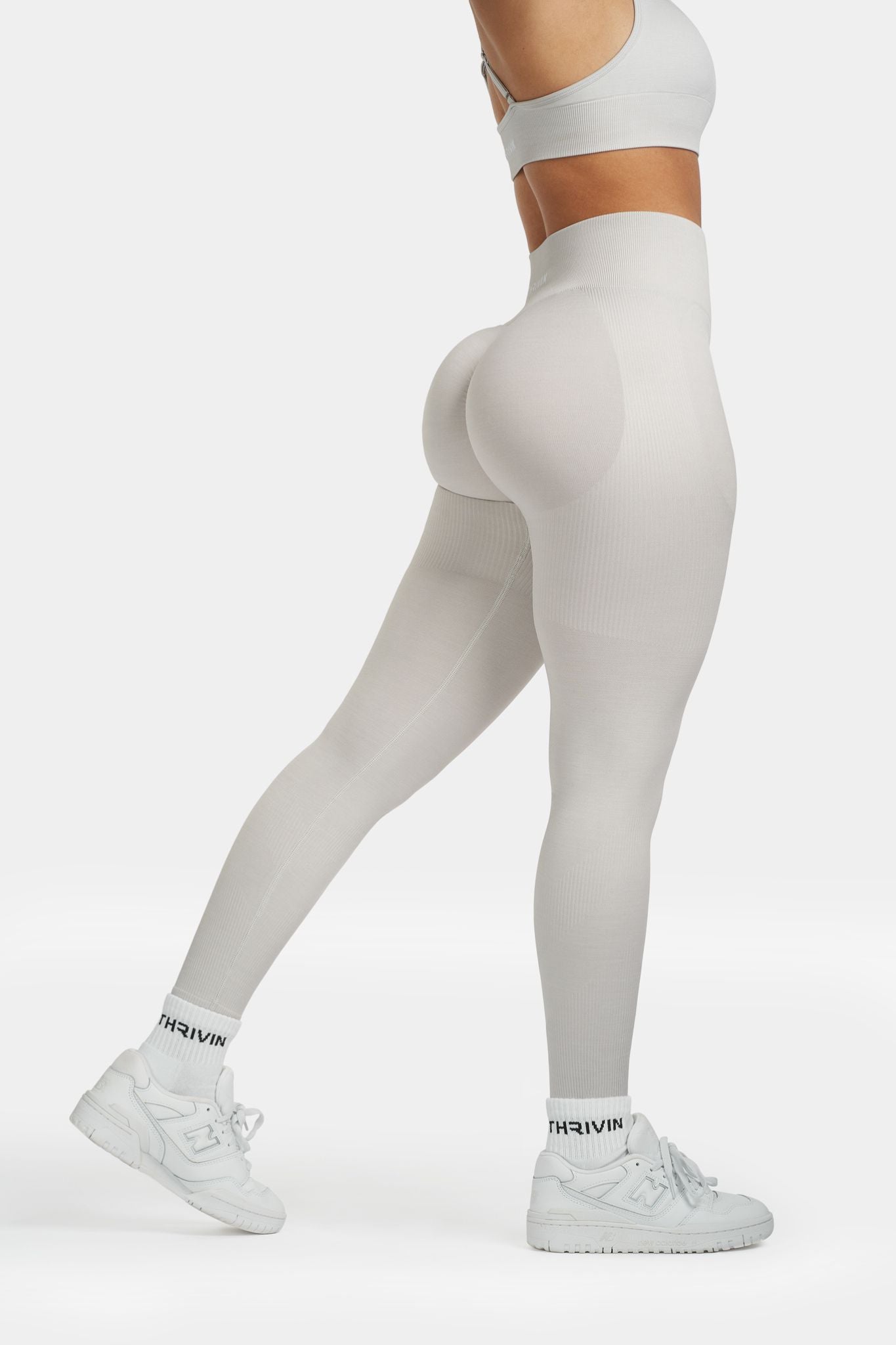 Arise - Seamless Sculpt Ribbed Contour Leggings - Stone Grey