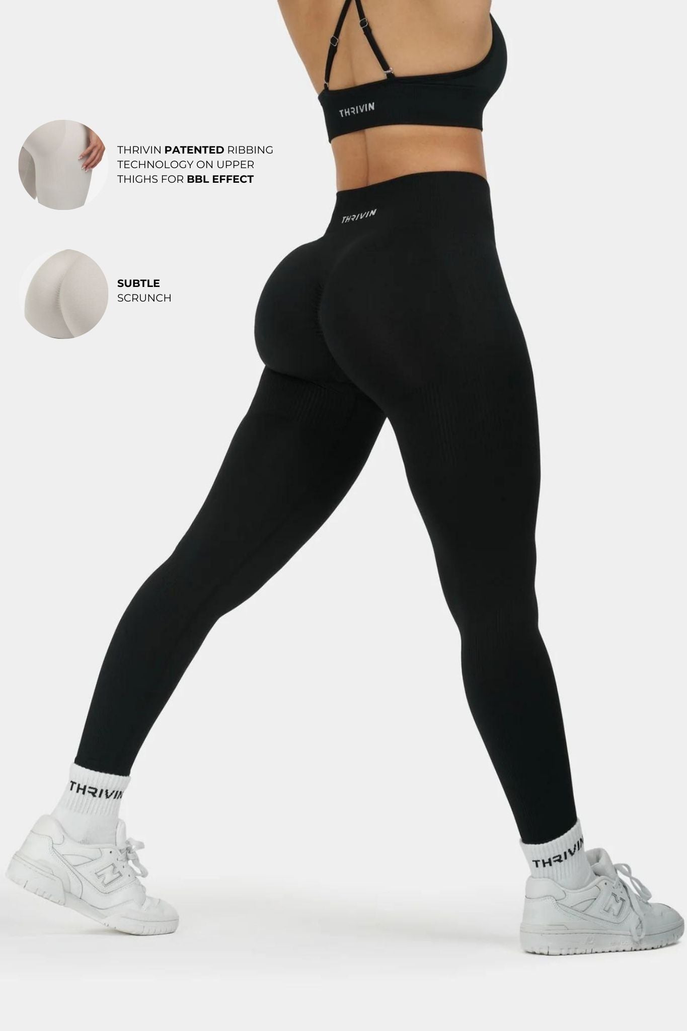 Arise - Seamless Sculpt Ribbed Contour Leggings - Pure Black