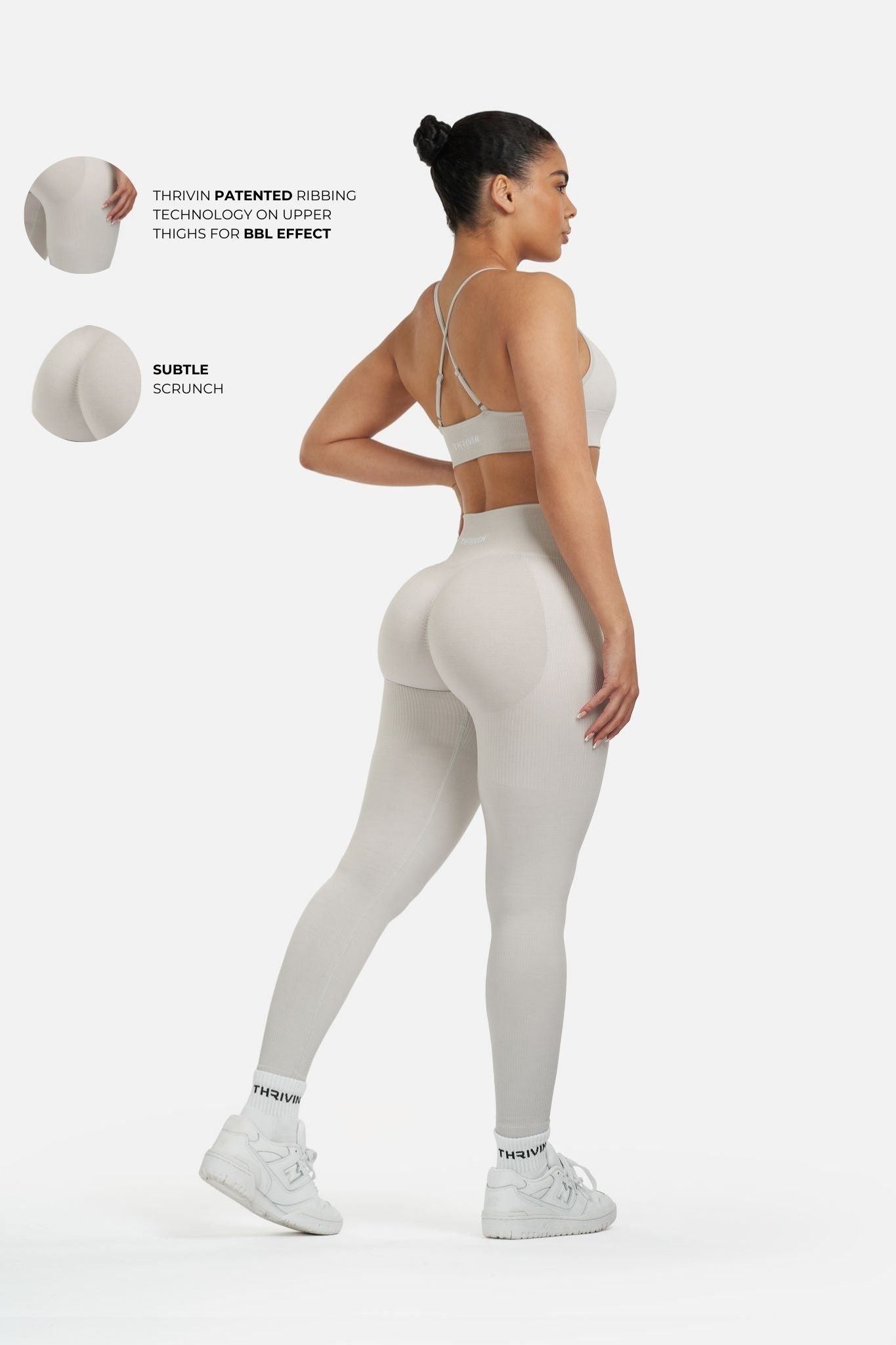 Arise - Seamless Sculpt Ribbed Contour Leggings - Stone Grey